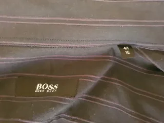 Camisa Hugo Boss rayas retro negra