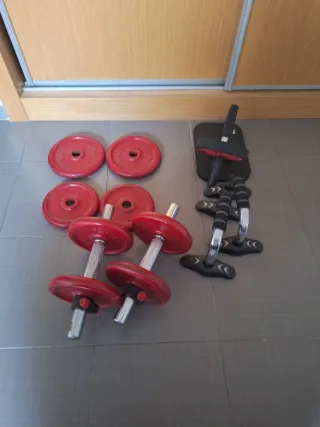Kit entrenamiento pesas y abdominales