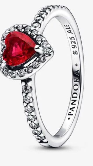 Anillo Pandora Corazón Rojo y Circonitas