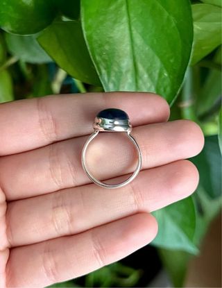 Anillo Plata 925 Mineral Cianita Azul