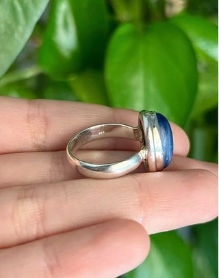 Anillo Plata 925 Mineral Cianita Azul