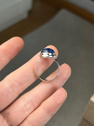 Anillo Mineral Cianita Azul Plata 925