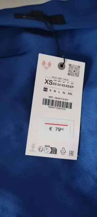 Vestido Zara Asimétrico Azul Talla XS