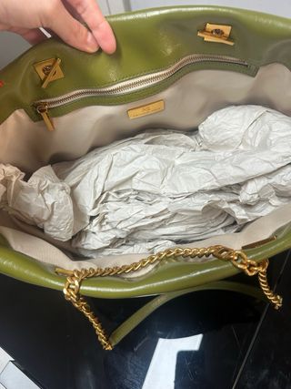 Bolso Purificación Garcia verde y dorado