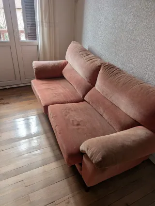 Sofá 2 plazas tela naranja/rojo