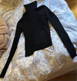 Jersey Zara Cuello Alto Negro Mujer