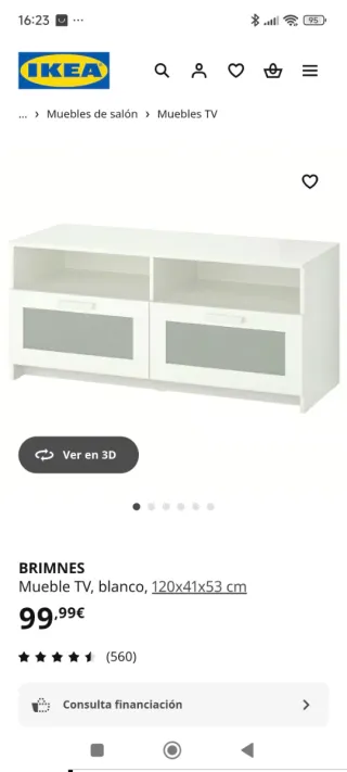 Mueble TV Ikea Blanco con dos amplios cajones