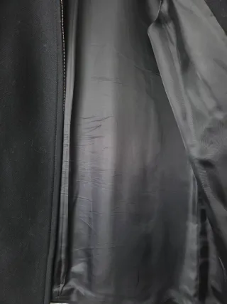 Abrigo negro mujer con cuello de pelo