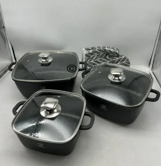 Set 3 Casseruole Quadrate con Coperchio