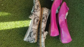 Lote 3 pares calzado: deportivas, rosas y serpient