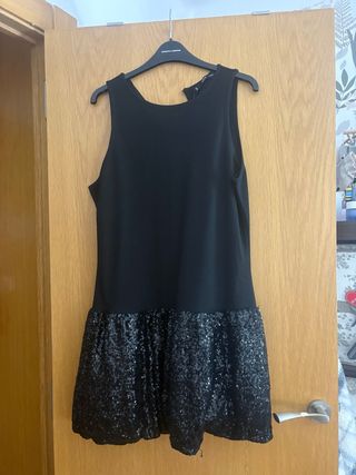 Vestido fiesta Mango lentejuelas negro