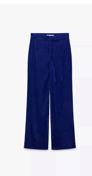 Pantalón Terciopelo Zara Mujer Talla XL Azul