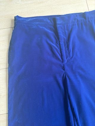 Pantalón Terciopelo Zara Mujer Talla XL Azul