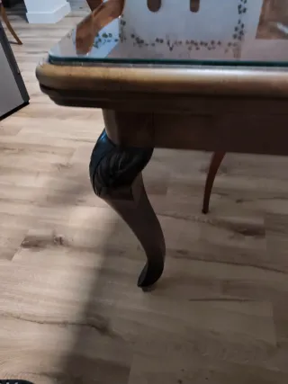 Mesa de salón extensible madera y cristal