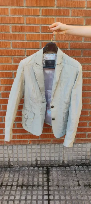 Blazer / americana de cuero ovino gris Vintage