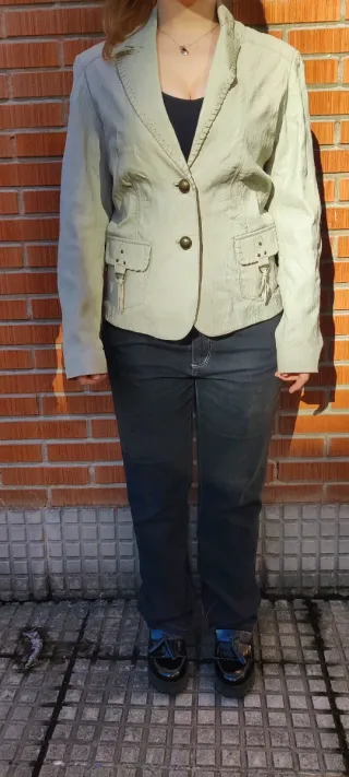 Blazer / americana de cuero ovino gris Vintage