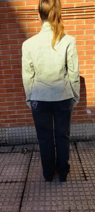 Blazer / americana de cuero ovino gris Vintage