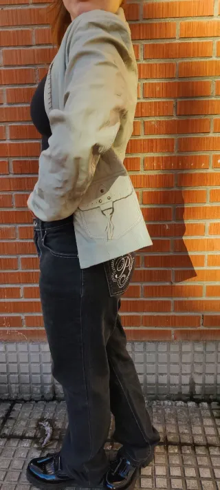 Blazer / americana de cuero ovino gris Vintage