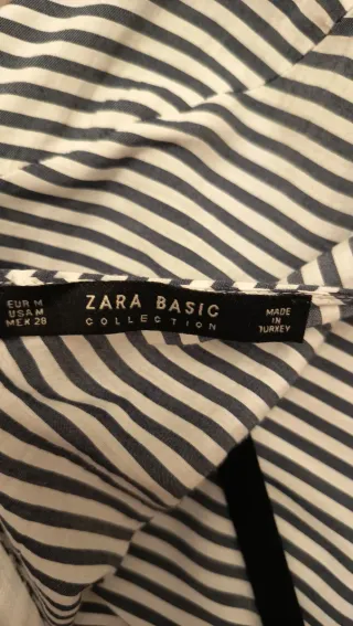 Blusa Zara Rayas Blanco y Azul