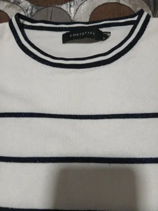 Jersey Cortefiel Rayas Blancas y Azules con brillo