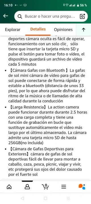 Gafas de Sol con Cámara HD 1080P