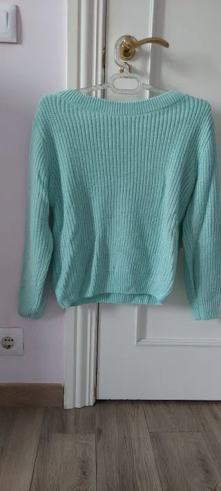 Jersey de punto color verde azulado