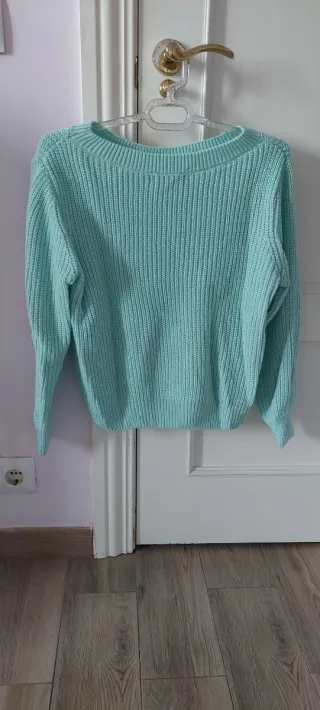 Jersey de punto color verde azulado