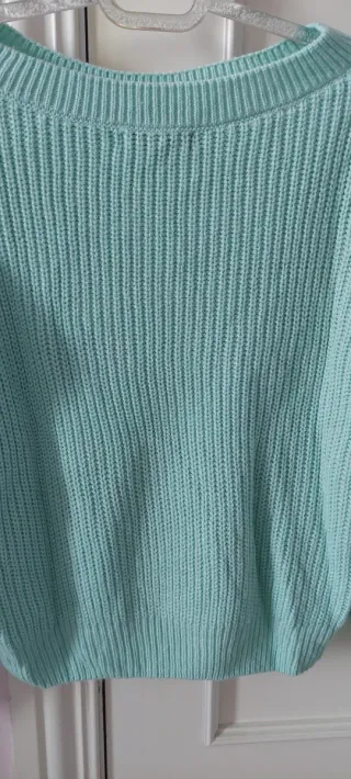 Jersey de punto color verde azulado