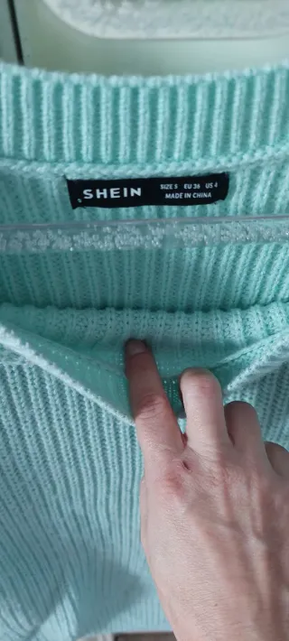 Jersey de punto color verde azulado