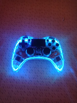 Mando PS5/PC Transparente LED Azul