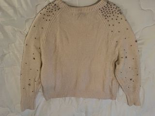 Jersey Zara blanco crema con Pedrería