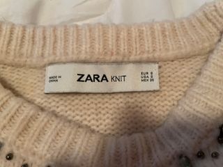Jersey Zara blanco crema con Pedrería