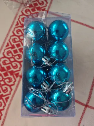 Bolas Navidad Colgantes 3cm Azul (24 uds)