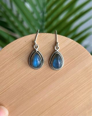 Pendientes Lágrima Mineral Labradorita Plata 925