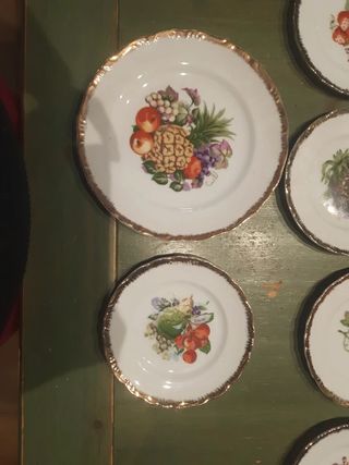 Set piatti frutta bordo dorato