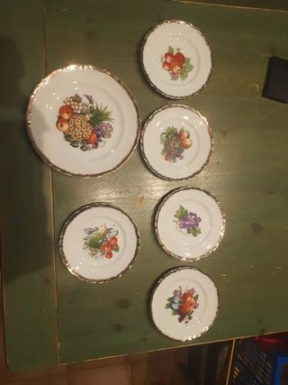 Set piatti frutta bordo dorato