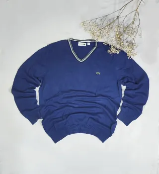 Jersey Lacoste Azul Marino Cuello de Pico Original