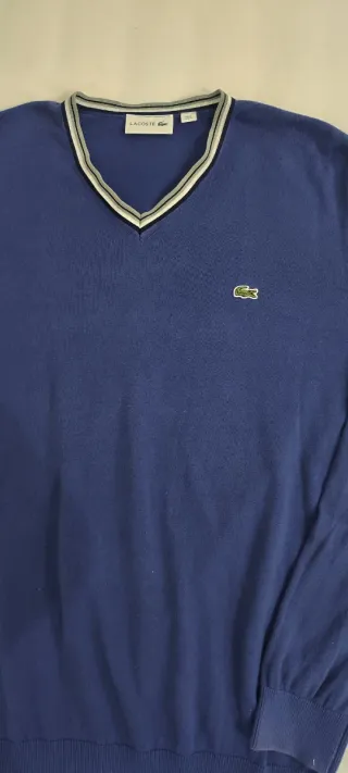 Jersey Lacoste Azul Marino Cuello de Pico Original