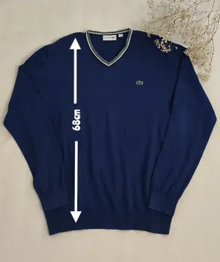 Jersey Lacoste Azul Marino Cuello de Pico Original