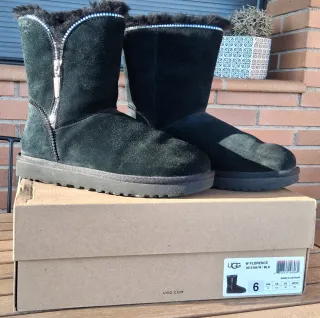 Botas UGG negras con cremallera y pelo