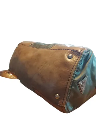 Borsa Prada Pelle e Tessuto Verde/Marrone