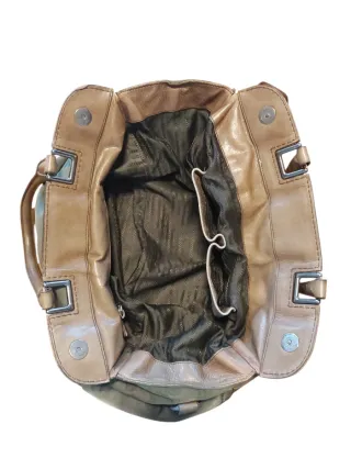 Borsa Prada Pelle e Tessuto Verde/Marrone