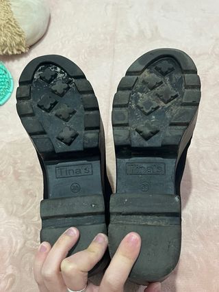 Botas Botines Plataforma Aterciopeladas Negras 38