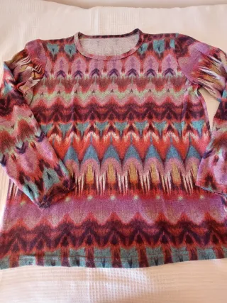 Camiseta manga larga mujer XL estampado étnico