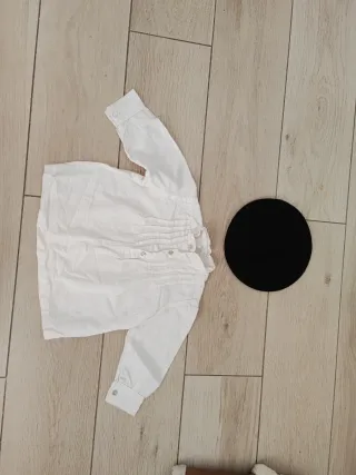 Camisa blanca casero, txapela talla 1-3 añ
