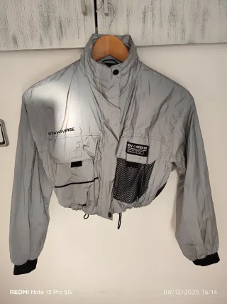 Chaqueta bomber plateada T:XS