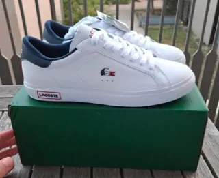 Zapatillas Lacoste Blancas y Azul Marino