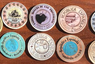 Lote 10 Monedas Carton Segunda República Fantasia