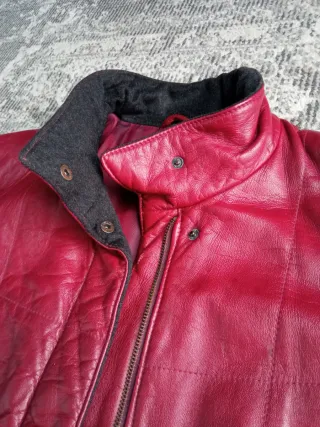 Giacca trench in vera pelle vintage bordeaux