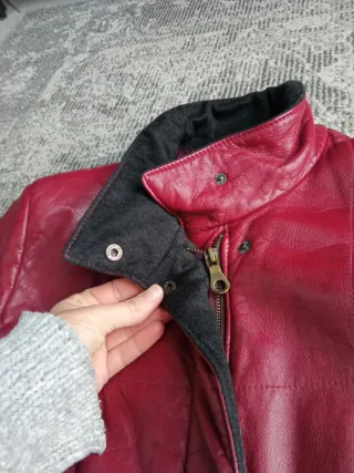 Giacca trench in vera pelle vintage bordeaux